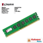 KINGSTON 4GB DDR3 1333Mhz Pc Ram KVR13N9S8/4 (Kutusuz) - 1