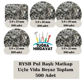 RYSB Pul Başlı Matkap Uçlu Vida Beyaz 3.9 mm (13-16-19-22-25 mm) 500 Adet - 1