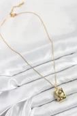 316L Çelik Zirkon Taşlı Açılabilr Kapaklı Kitap Model Gold Renk Kadın Kolye - 3
