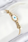 316L Çelik Göz Charm Model Gold Renk Kadın Bileklik thumbnail 1