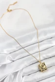 316L Çelik Zirkon Taşlı Açılabilr Kapaklı Kitap Model Gold Renk Kadın Kolye - 3