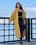 Yarasa kol uzun triko hırka hardal thumbnail 3