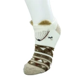 4 Çift Yumuşak Ponpon 3 Boyut Kulaklı Desenli Pamuklu Kadın Bilek çorap thumbnail 2