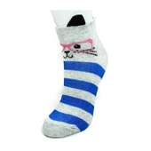 3 Çift Kedi Temalı 3 Boyut Kulaklı Pamuklu Esnek Kadın Bilek Çorap thumbnail 3