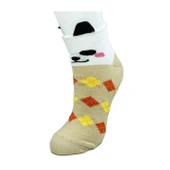 3 Çift Köpek Temalı 3 Boyutlu Kulaklı Pamuk Ekose Kadın Bilek Çorap thumbnail 4