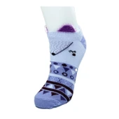 4 Çift Yumuşak Ponpon 3 Boyut Kulaklı Desenli Pamuklu Kadın Bilek çorap thumbnail 3