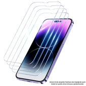 iPhone 16 Plus Uyumlu 9H Temperli Kırılmaz Ekran Koruyucu Cam(3 Adet) - 4