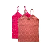 2 Adet Kadın Askılı Desenli Atlet Dantelli Empirme Pamuklu Penye D3-4 thumbnail 1