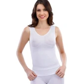 Jakarlı Kalın Askılı Bayan Atlet 14005 -Beyaz thumbnail 2