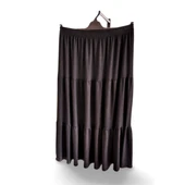 Beli Lastikli Bürümcek Kumaş Etek Anne Eteği Uzun Namaz Eteği Siyah 44-52 beden thumbnail 1