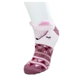 4 Çift Yumuşak Ponpon 3 Boyut Kulaklı Desenli Pamuklu Kadın Bilek çorap thumbnail 4