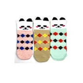 3 Çift Köpek Temalı 3 Boyutlu Kulaklı Pamuk Ekose Kadın Bilek Çorap thumbnail 1