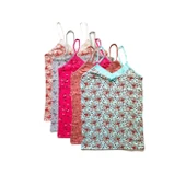 5 Adet Kadın Askılı Desenli Atlet Dantelli Empirme Pamuklu Penye D1-5 thumbnail 1