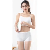 6 Adet Kadın Dikişsiz Görünmez İz Yapmaz Mini Şort Boxer Siyah Beyaz Ten thumbnail 4