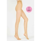 6 Adet Parlak Fit 15 Likralı Külotlu Çorap Ten thumbnail 1