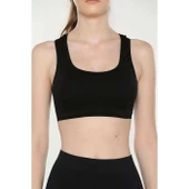 Elite Life Geniş Askılı Kadın Destekli Sporcu Büstiyer Siyah Sütyen 777 thumbnail 1