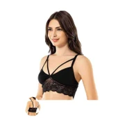 Kota 4 Adet Siyah Dantelli Çapraz İpli Büstiyer thumbnail 3