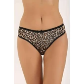 9 Adet Leopar Desenli Likralı Yumuşak Dokulu Kadın Slip Külot thumbnail 2
