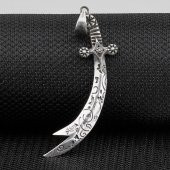 İşlemeli Zülfikar Kılıç 925 Ayar Gümüş Kolye Ucu thumbnail 1