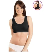 Elite Life Geniş Askılı Kadın Destekli Sporcu Büstiyer Siyah Sütyen 777 thumbnail 3