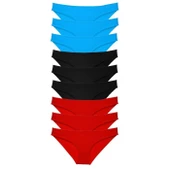 9 adet Süper Eko Set Likralı Kadın Slip Külot Siyah Kırmızı Mavi thumbnail 1