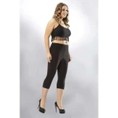 Kota Büyük Beden Kadın Kapri Sporcu Likralı Düz Tayt Siyah 4005 thumbnail 2