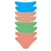 8 adet Süper Eko Set Likralı Kadın Slip Külot Ten Pudra Fuşya Mavi thumbnail 1