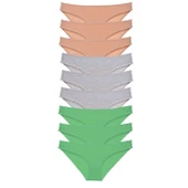 9 adet Süper Eko Set Likralı Kadın Slip Külot Ten Gri Yeşil thumbnail 1