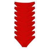 8 adet Süper Eko Set Likralı Kadın Slip Külot Kırmızı thumbnail 1