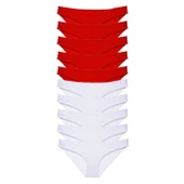 10 adet Süper Eko Set Likralı Kadın Slip Külot Kırmızı Beyaz thumbnail 1