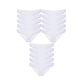 15 adet Süper Eko Set Likralı Kadın Slip Külot Beyaz thumbnail 1