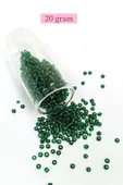 Dökme Cam Kum Boncuk (8/0) 3 mm - 20 Gram - Koyu Yeşil - BNC146 thumbnail 1