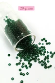 Dökme Cam Kum Boncuk (8/0) 3 mm - 20 Gram - Şeffaf Koyu Yeşil - BNC155 thumbnail 1