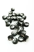 90 Adet 10 mm Polimer Kil Fimo Boncuk Takı Bileklik + 5 Metre Misina Hediye - Yin Yang - Yin Yang - Limon thumbnail 2