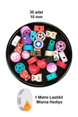 30 Adet 10 mm Polimer Kil Fimo Boncuk Takı Bileklik + 5 Metre Lastikli Misina Hediye - Karışık Renkli thumbnail 1
