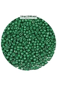 Koyu Yeşil Renk 4 mm Yaklaşık 1100 adet / 100 gram Cam Boncuk Oya Yazma Bileklik ve Kolye - 1