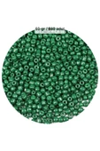 Koyu Yeşil Renk 4 mm Yaklaşık 660 adet / 60 gram Cam Boncuk Oya Yazma Bileklik ve Kolye - 1