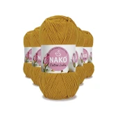 5 Adet Cotton Lüks Yelek Tunik Kazak Bluz Hırka İpi Yünü Hardal 97555 - 1