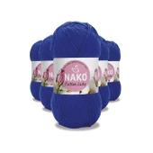 5 Adet Cotton Lüks Yelek Tunik Kazak Bluz Hırka İpi Yünü Saks Mavi 97561 - 1