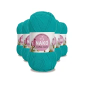 5 Adet Cotton Lüks Yelek Tunik Kazak Bluz Hırka İpi Yünü Koyu Turkuaz 97581 - 1