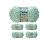 5 Adet Vizon Premium Akrilik El Örgü İpi Yünü Renk No:292 Çağla Yeşil thumbnail 1