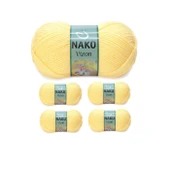 5 Adet Vizon Premium Akrilik El Örgü İpi Yünü Renk No:215 Saman Sarı thumbnail 1