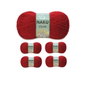 5 Adet Vizon Premium Akrilik El Örgü İpi Yünü Renk No:1175 Koyu Kırmızı thumbnail 1