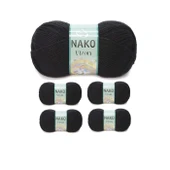 5 Adet Vizon Premium Akrilik El Örgü İpi Yünü Renk No:217 Siyah thumbnail 1