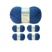 5 Adet Vizon Premium Akrilik El Örgü İpi Yünü Renk No:517 Orta Mavi thumbnail 1