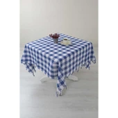Kareli Saçaklı Mavi Masa/piknik/sofra Örtüsü 165x170 Cm thumbnail 2