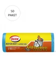 Büyük Boy Çöp Torbası 65 x 80 cm 10 Lu Rulo x 50 Paket = 500 Adet (Mavi) thumbnail 1