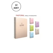 Pastoral A4 Spiralli PP Kapak Defter 96YP Çizgili 12 Adet - 1