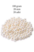 100 gram 20mm Krem Renk Plastik İnci Boncuk Çanta ve Takı Yapım Boncuğu (~20 adet) - 1