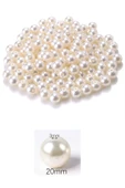 100 gram 20mm Krem Renk Plastik İnci Boncuk Çanta ve Takı Yapım Boncuğu (~20 adet) - 2